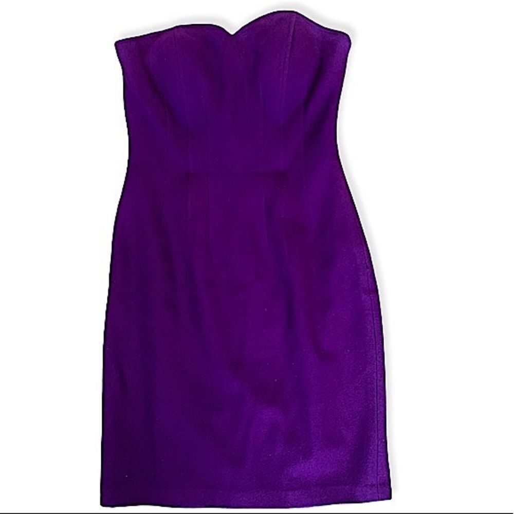Roni Purple Wool Sweetheart Neck Corset Dress M